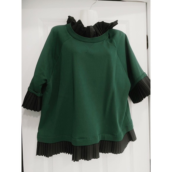 MM6 Maison Margiela green sweatshirt shirt with ruffles medium - Picture 1 of 6